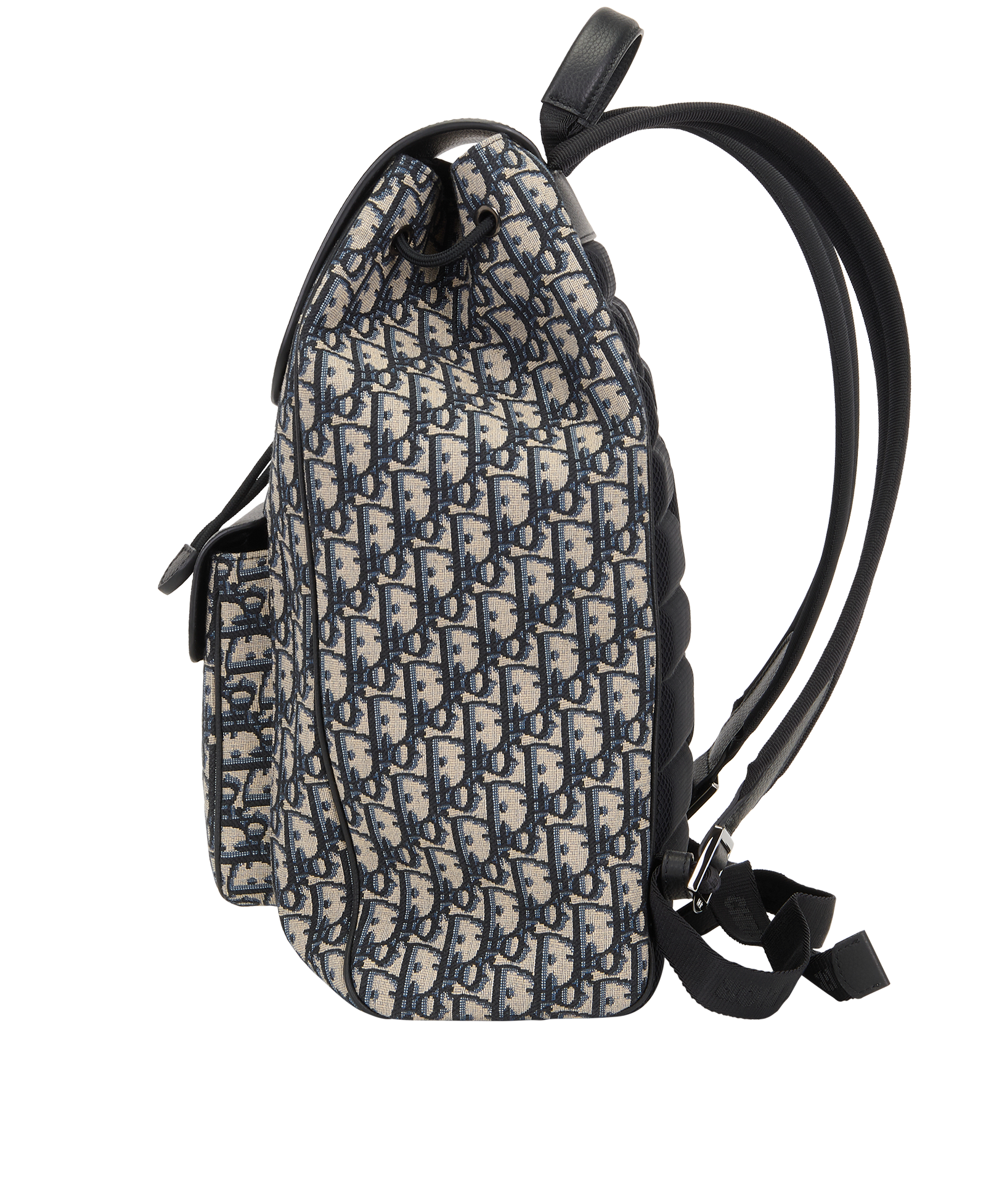 Saddle Backpack, &pound;1,800, Handbags, Navy, Canvas/Leather, Bottom view